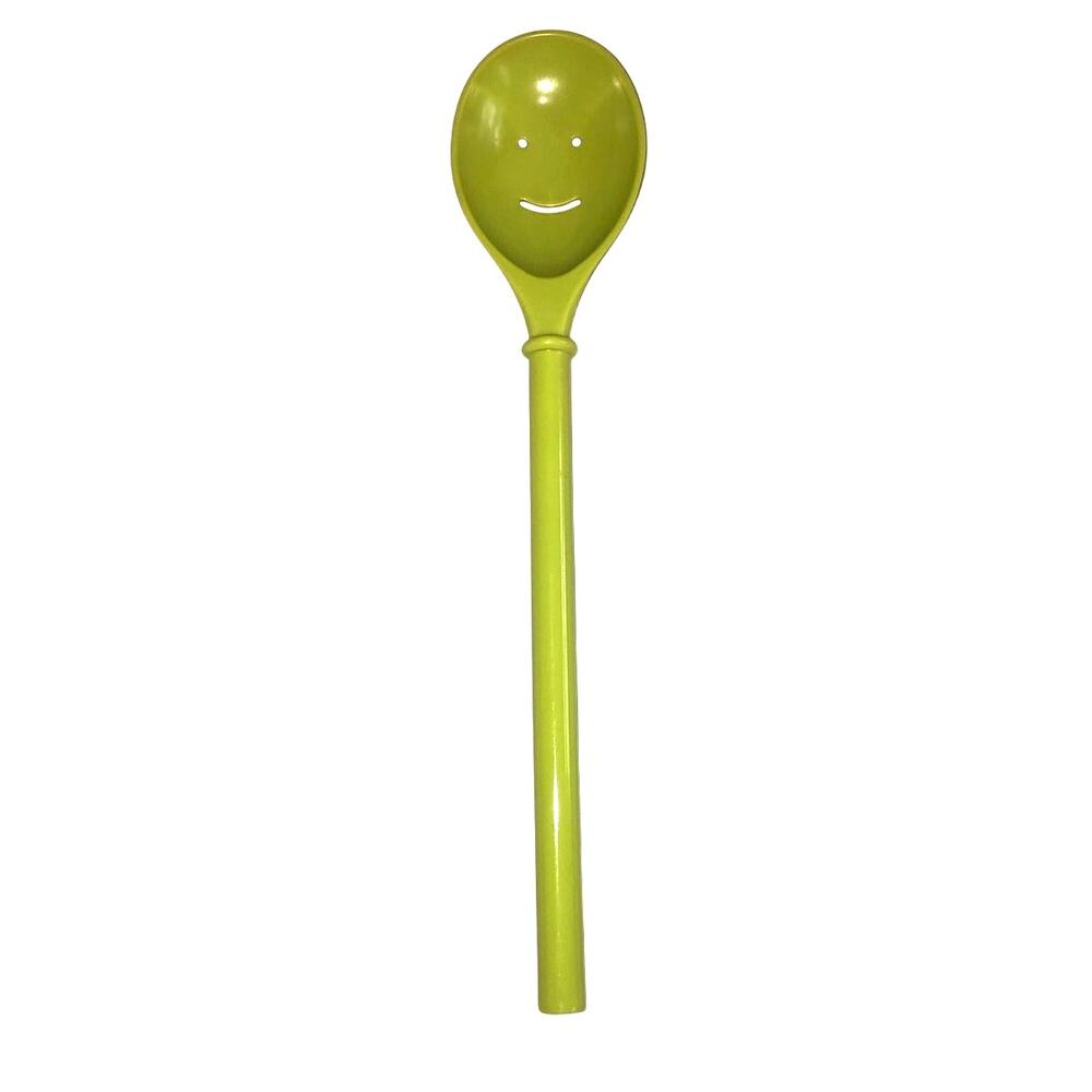 Zak Designs Happy Face Green Melamine Slotted Serving Spoon Smiley 12.5 in